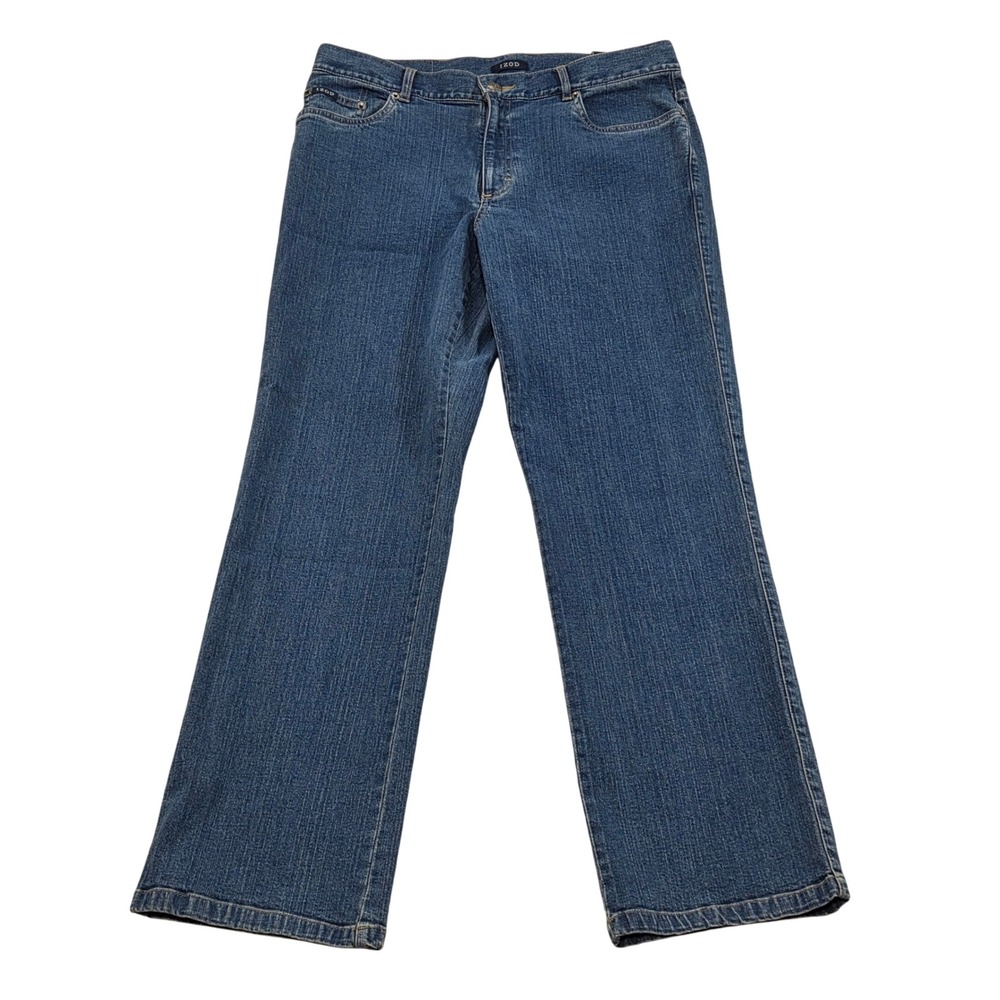 NWT‎ IZOD Ladies Jeans Size 10 32x30 Blue Denim Straight Leg Stretch Casual